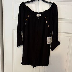Chic Black Button-Accent Women's Blouse
